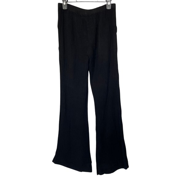 Women's Gauze Boho Wide leg flare Black Pants Sz XS - Picture 3 of 15
